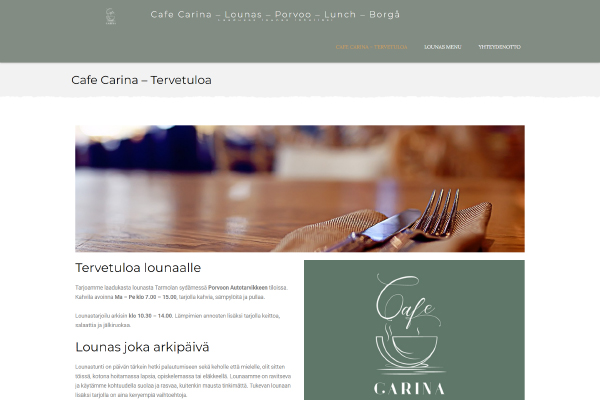 Business Code referenssit - kotisivut - nettisivut - verkkosivut - Cafe Carina Porvoo Borgå